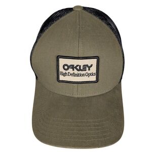 Oakley‎ High Definition Optics Trucker Hat Olive Green Black Mesh Snapback